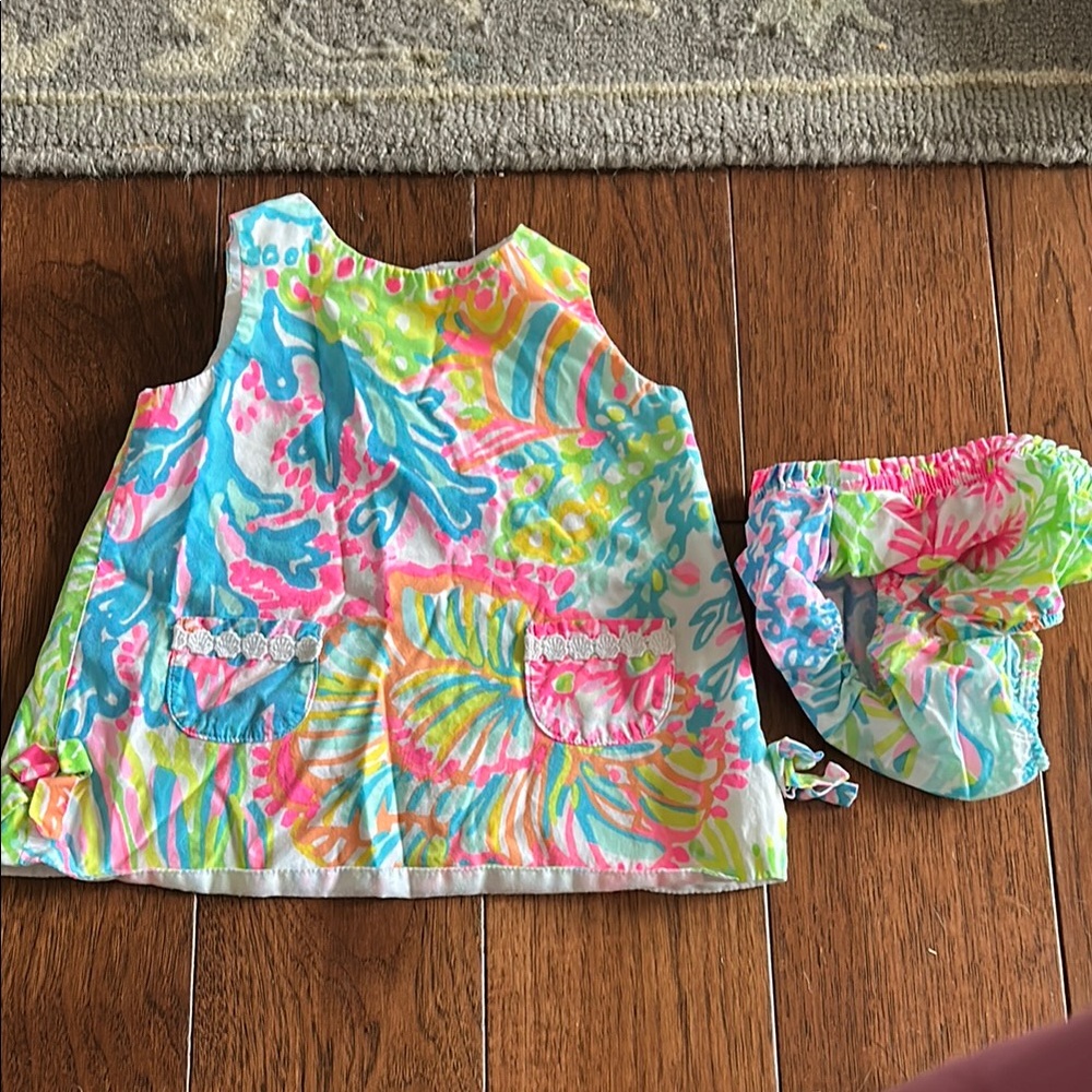 Colorful Kids Dress and Bloomers Set